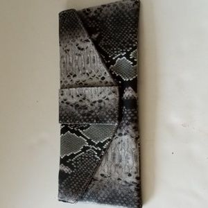 Women's Gray Snakeskin Clutch